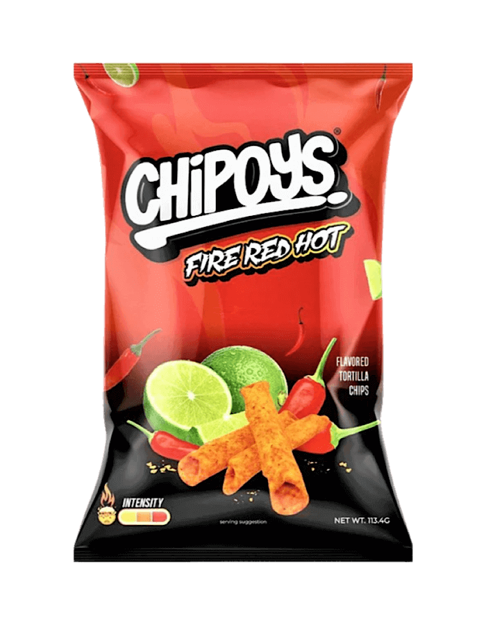 Chipoys Fire Red Hot Rolled Tortilla Chips 113g